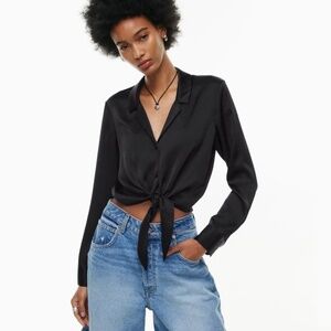 Aritzia - Satin Blouse - Size XS